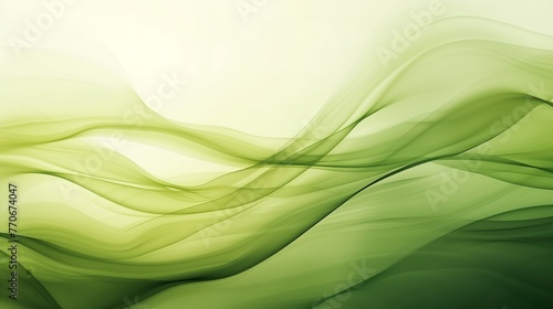 Abstract green background with blurred waves and lines. A soft gradient of light green with smooth curves. Generated by artificial intelligence.