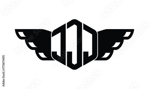 JJJ polygon wings logo design vector template. photo