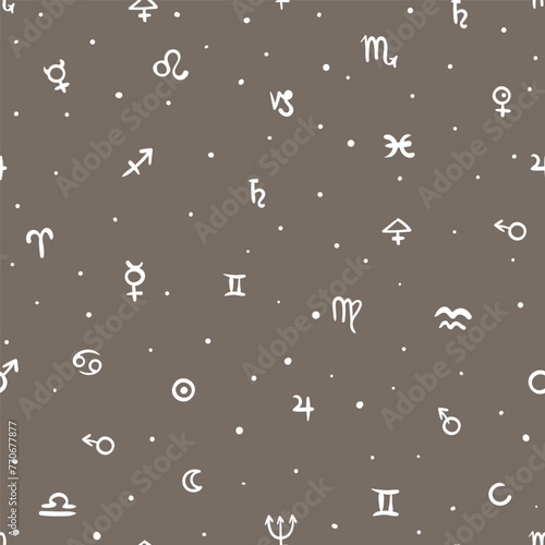 Vector geometric pattern with alchemy symbols and shapes in medium size. Abst...