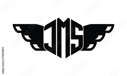 JMS polygon wings logo design vector template.