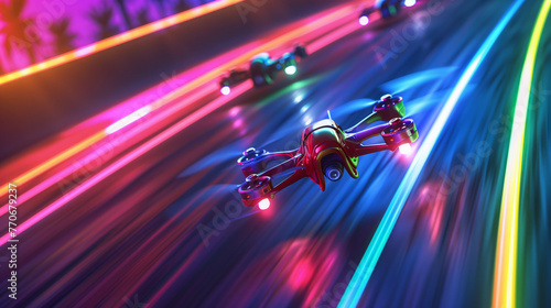 High-Speed Drone Racing at Night photo