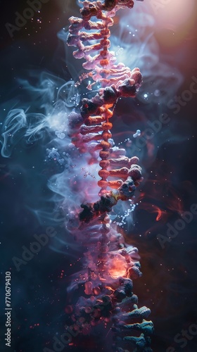 B CellDNA double helix inside a chromosome, soft backlight, side view, ultrahighdefinition realism
