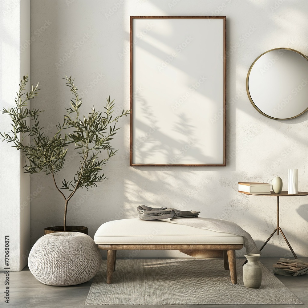 Fototapeta premium frame Mockup, Korean apartment, home interior, 3d render