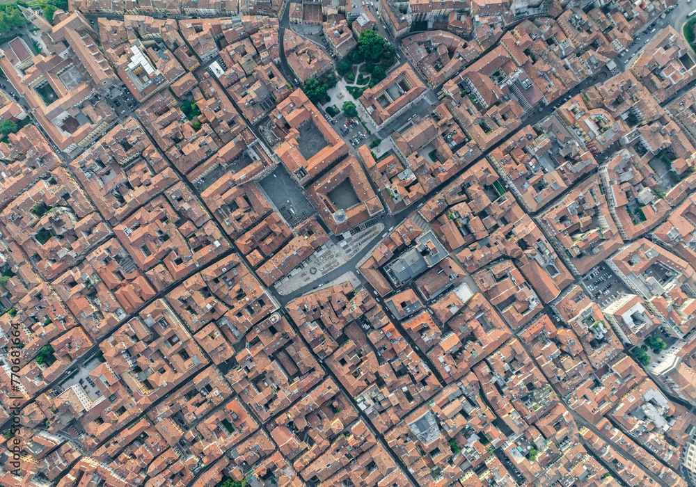 Aerial view of Verona's historic center, Veneto, Piazza delle Erbe, Italy. Aerial view of Verona's historic center, Veneto, Piazza delle Erbe, Italy.