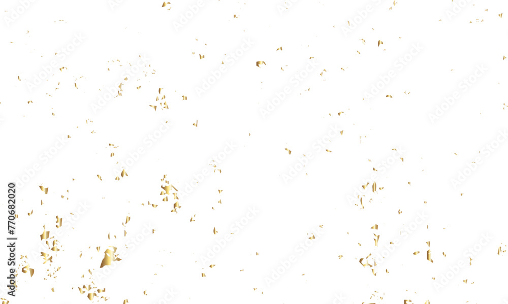 Golden glitter confetti falling down on transparent background. Vector illustration.