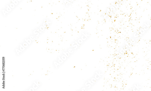 Golden glitter confetti falling down on transparent background. Vector illustration.