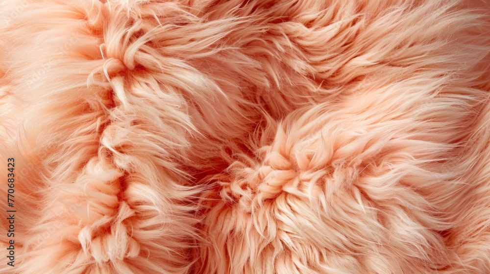 A stylish jacket for the year 2024, featuring a fur texture in a peach fuzz color, viewed from above A stylish jacket for the year 2024, featuring a fur texture in a peach fuzz color, viewed from above