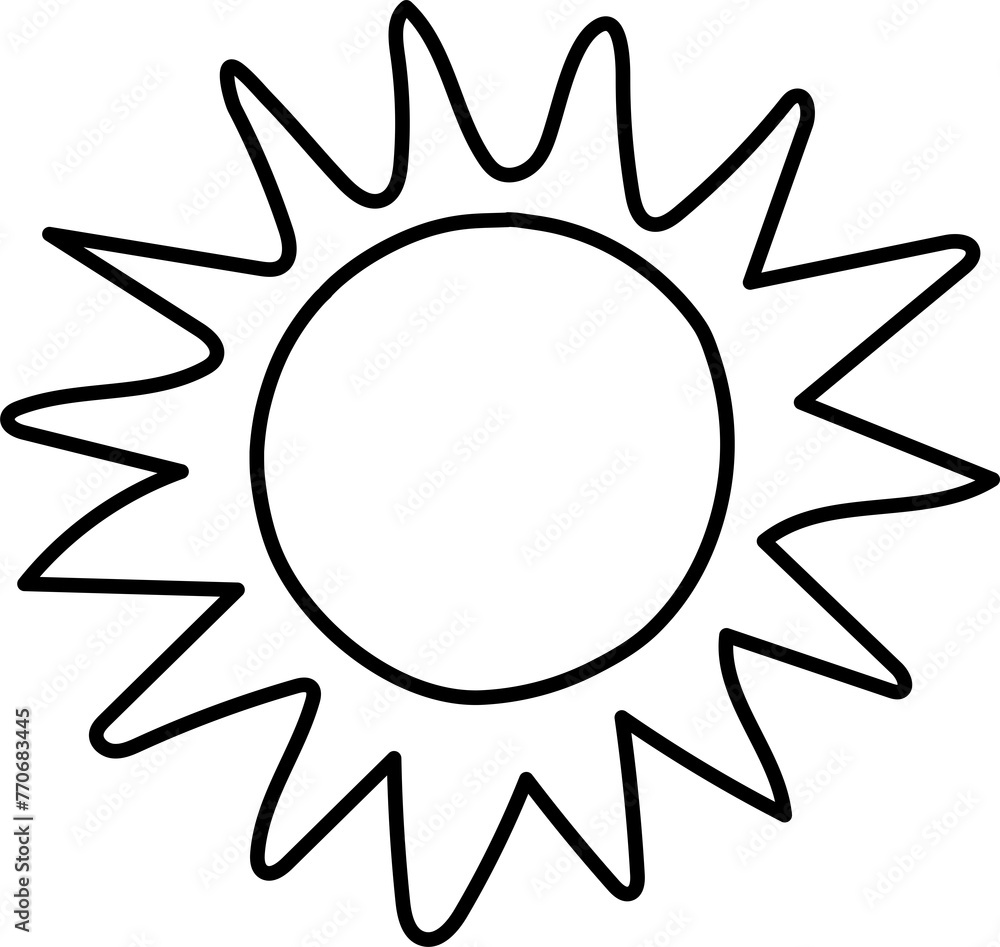 Drawing of sun. Design element