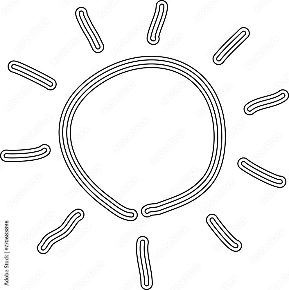 Drawing of sun. Design element Drawing of sun. Design element