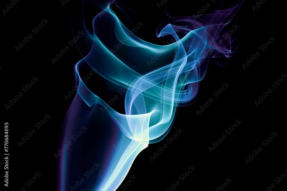 Naklejka premium blue smoke on black background