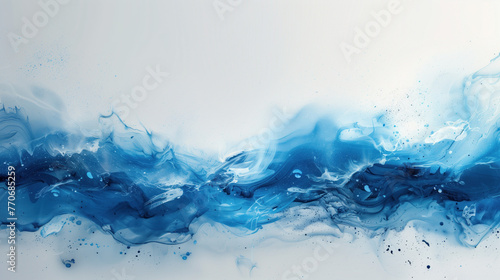 White background with blue wave splashes