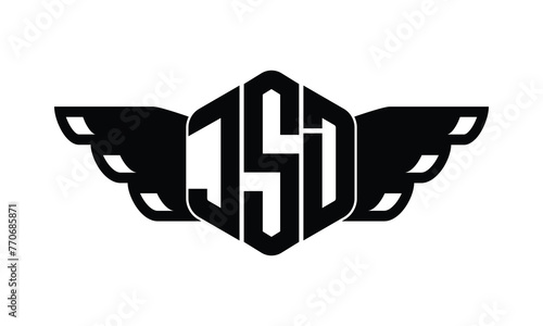 JSD polygon wings logo design vector template.