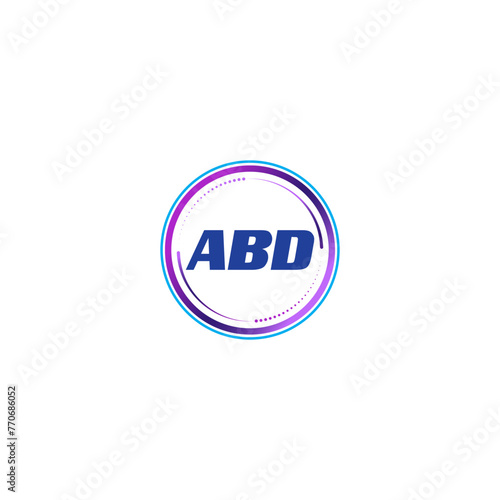 ABD creative initial letter flat monogram logo design with White background.Vector logo modern alphabet gradient color frame style.