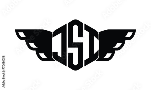 JSI polygon wings logo design vector template.