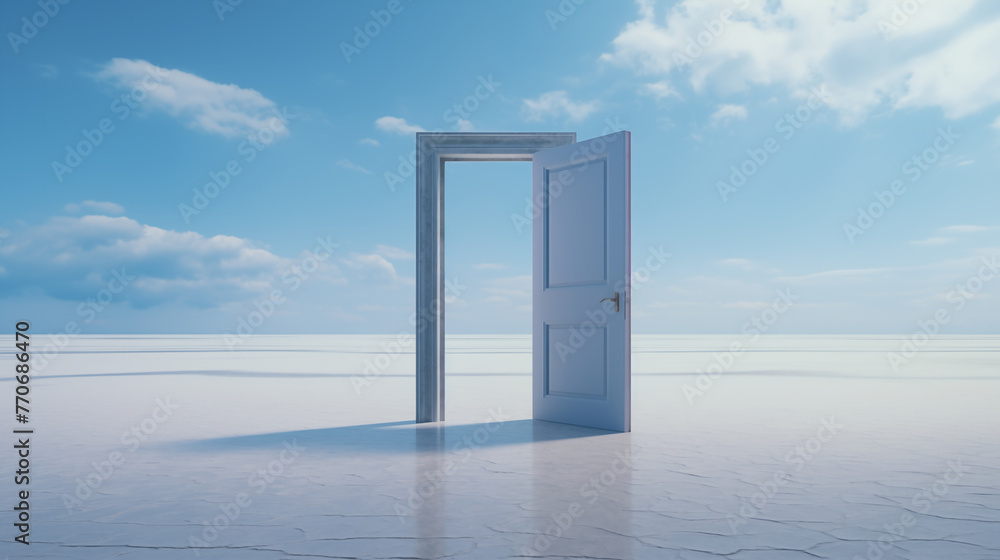 An open door on a background of abstract nature. Concept of decision making, new path An open door on a background of abstract nature. Concept of decision making, new path