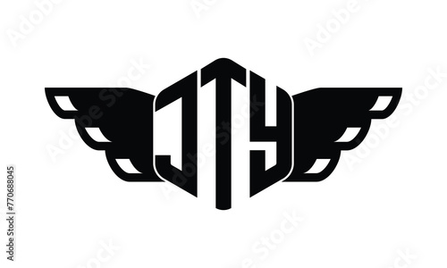 JTY polygon wings logo design vector template. photo