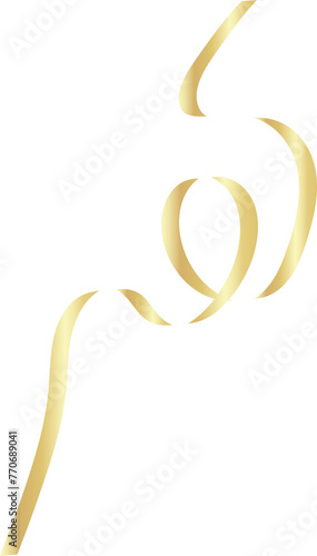 Gold ribbon shadow. Decoration for holiday, new year