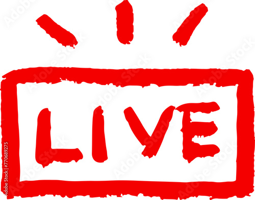 ライブ配信のシンプルな手描き風イラスト　赤