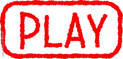 手書き風　動画再生のボタン　PLAYの文字　赤