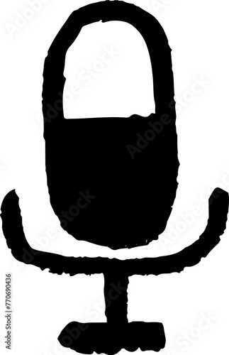 配信者のマイクのシンプルなイラスト　手描き風　黒