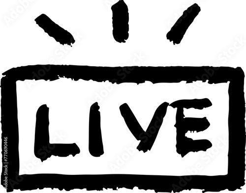 ライブ配信のシンプルな手描き風イラスト　黒