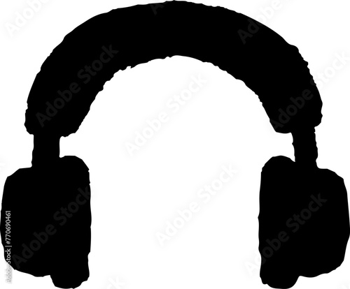 ヘッドホンのシンプルなイラスト　黒