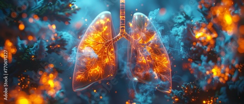 3D lungs illustration, a fusion of art and medical science photo