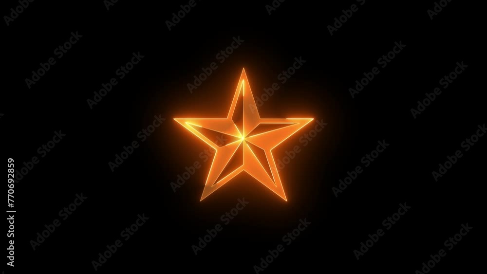 Star glyph icon glowing neon brown color animation black background Star glyph icon glowing neon brown color animation black background