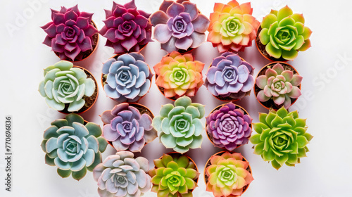 Many beautiful succulent plants as background  top view. Banner design.