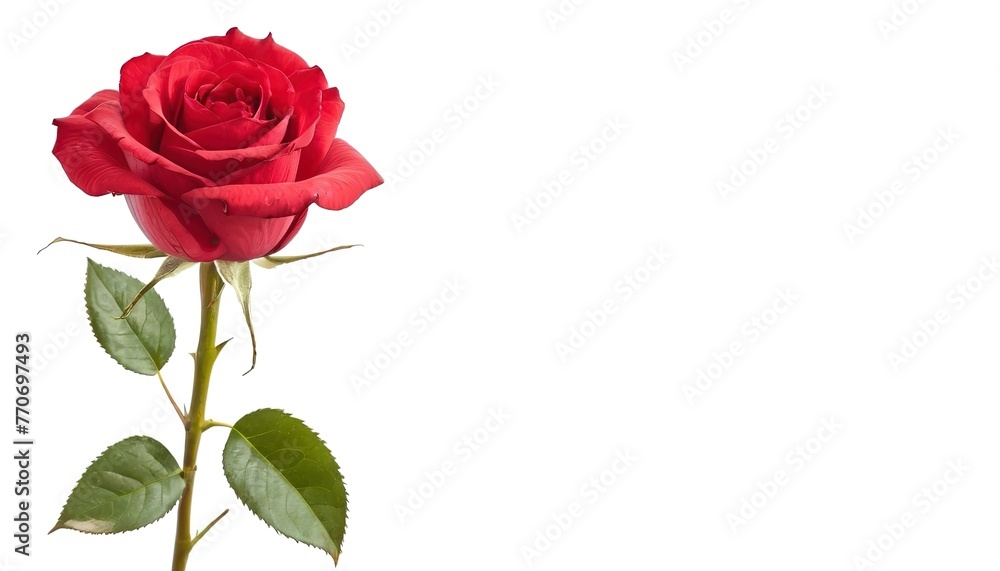 Large red rose isolated on a white background. Spring Flower. Design element
