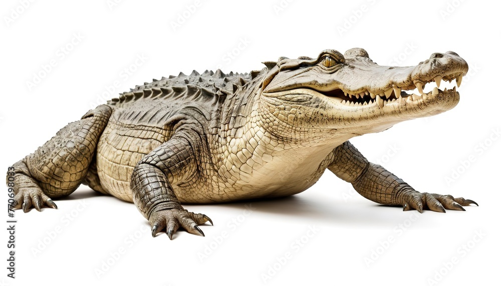 Fototapeta premium old crocodile isolated on white background