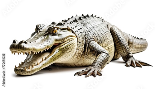 old crocodile isolated on white background