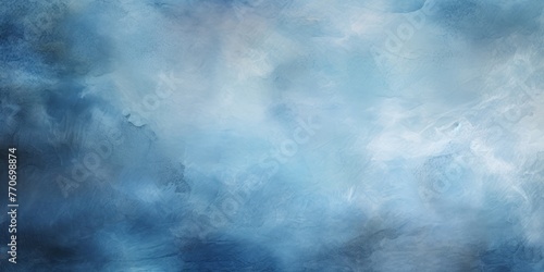 Abstract blue concrete wall art, digital print 1890, showcases ethereal cloudscapes, moody tonalism, fresco, loose paint application, and heavy impasto technique. photo