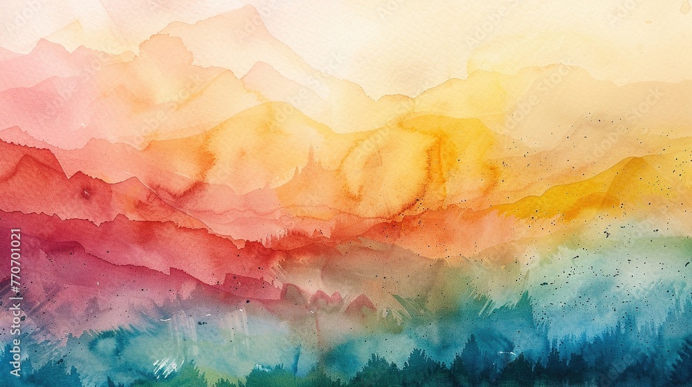Bright landscape details, watercolor and oil mix, close focus - obrazy, fototapety, plakaty 