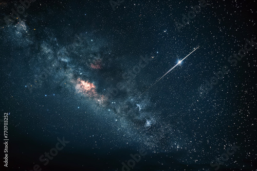 A Shooting Star Traveling Across the Night Sky: Its Momentary Brilliance Adds Hope and Dreams to the Silence of the Night