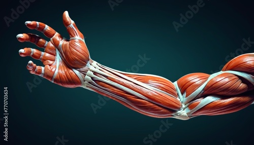 A close up of a human arm with the muscles clearly visible