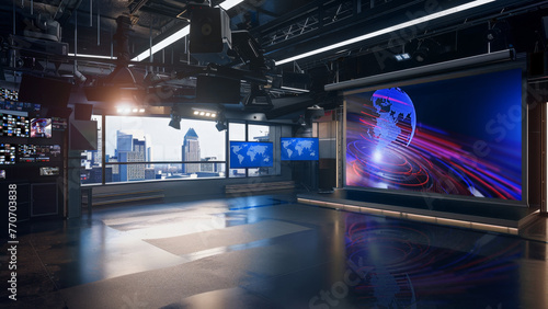 D Virtual News Studio Background