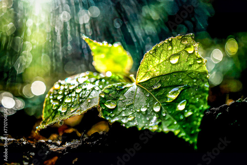 Rain-Kissed Leaves: Vibrant Close-Up Photography for Nature Projects