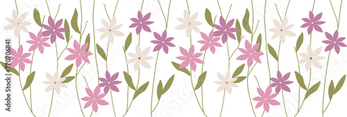 Floral seamless border. Vector flat flowers. Isolated illustration for design © DigARTbyHavroshka