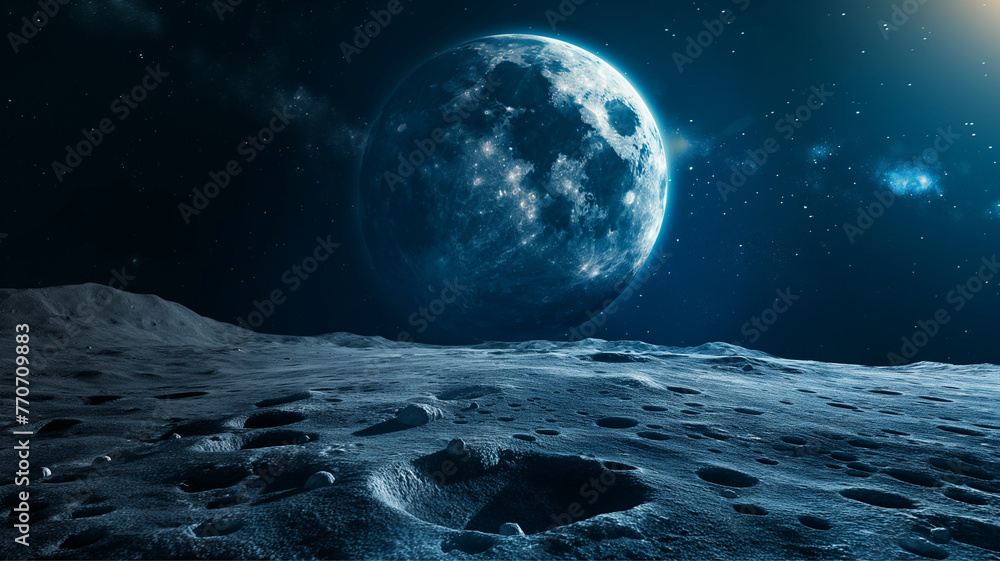 earth planet seen from the moon surface, space concept earth planet seen from the moon surface, space concept