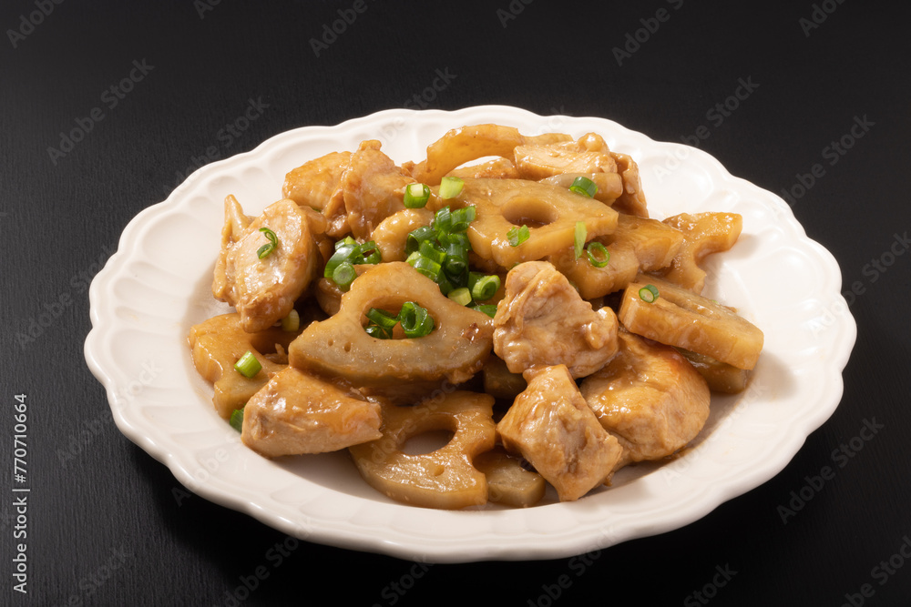 鶏ムネ肉とレンコンの甘酢照り焼き 鶏ムネ肉とレンコンの甘酢照り焼き