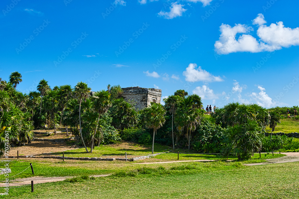 Tulum, Quintana Roo - Mexico - December  20, 2021: The ruins of Tulum with their magnificent views