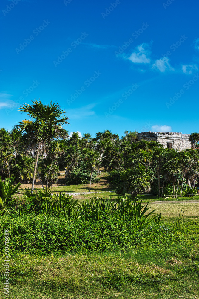 Tulum, Quintana Roo - Mexico - December  20, 2021: The ruins of Tulum with their magnificent views