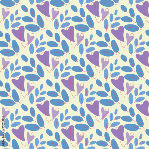 Pattern with leaves. Pastel shades. Vector illustration