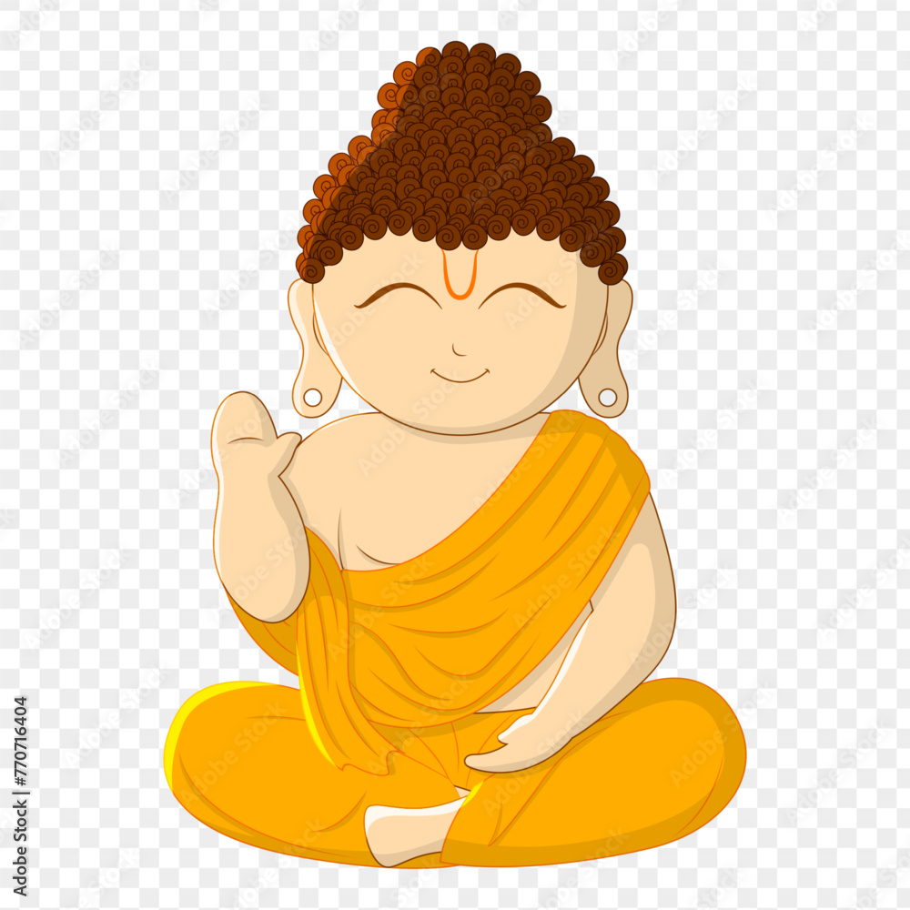 Vector cartoon of Buddha on transparent background Vector cartoon of Buddha on transparent background