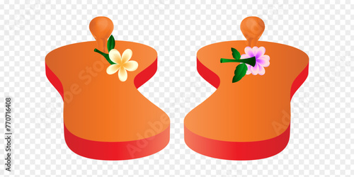Vector illustration of ancient slippers on transparent background