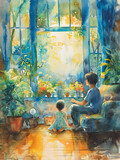 A watercolor-infused educational brochure offering insights into the daily successes and challenges faced by families with an autistic child