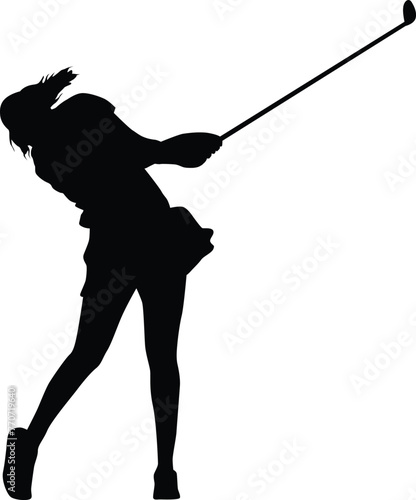 Silhouette of women golf player pose illustration