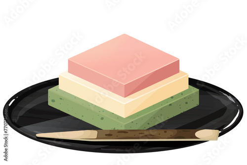 お盆にのせたひしもち　菓子切つき