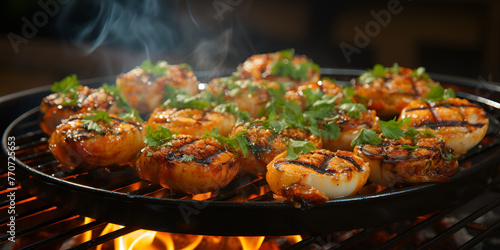 grilled scallops  topped with butter garlic photo